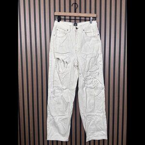 Urban Outfitters BDG Jeans 29 Womens White High Rise Baggy Denim Distressed